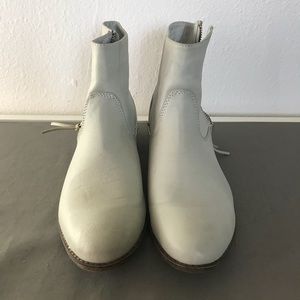 Cream leather ankle boots